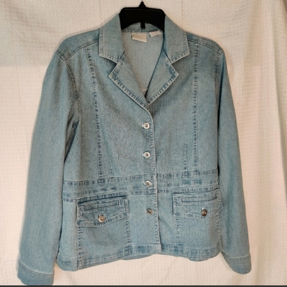 Erika Light Wash Blue Jean Jacket Size Petite Medium - Picture 1 of 9